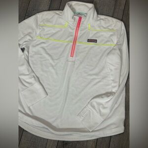 Vineyard Vines White Sweatshirt with Neon Pink and Yellow Details